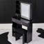 Table de coiffeuse 29,2 po avec tiroir de gauche, miroir tricolore à changement de luminosité et réglable, tabouret rembourré, rangement grande capacité pour les espaces restreints, petit bureau à DEL noir