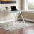Home Office Desk, 47 Inch Rectangular Tempered Glass Top, White Metal