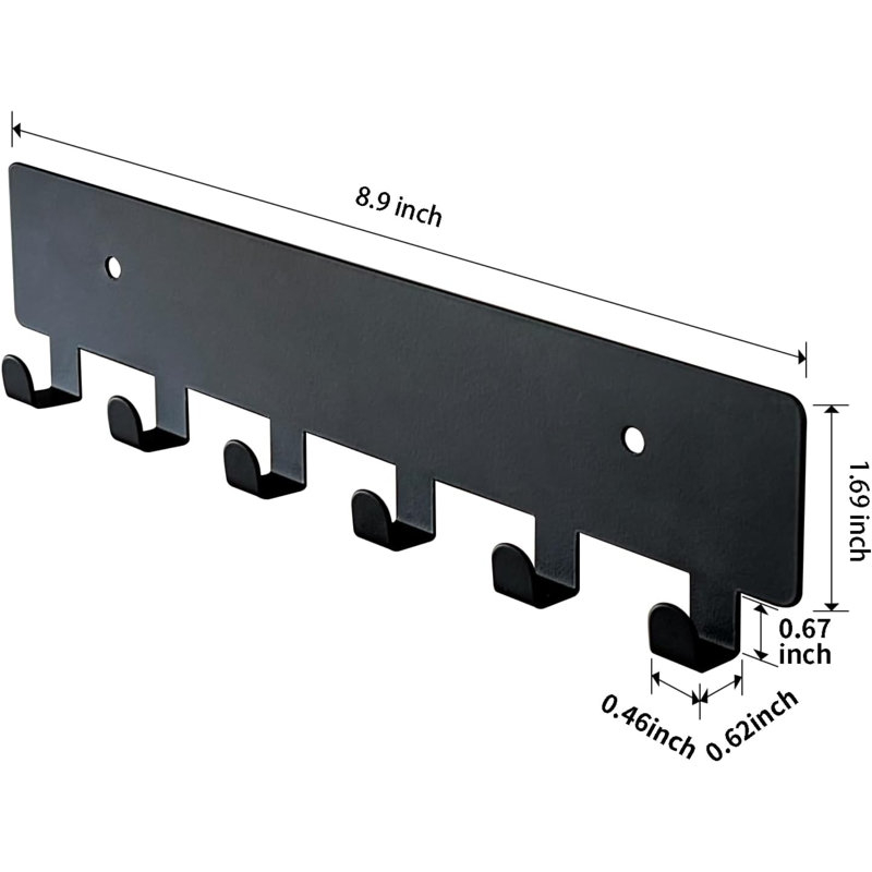 Godric Metal Wall Organizer with Key Hooks, Black
