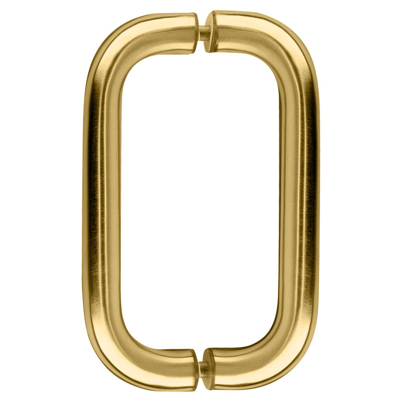Poignée de porte de douche tubulaire standard, montage dos à dos de 3/16 po à 1/2 po, finition laiton satiné, Laiton satiné