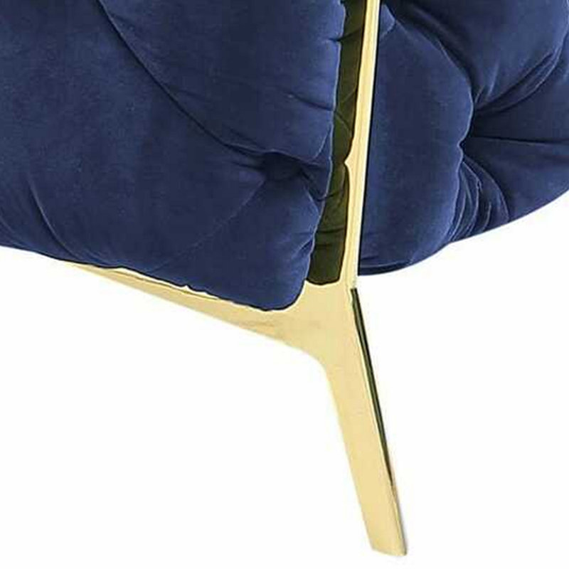 Soule - Causeuse transitionnelle en velours, H 30 po x l 74 po x P 40 po, Tissu bleu
