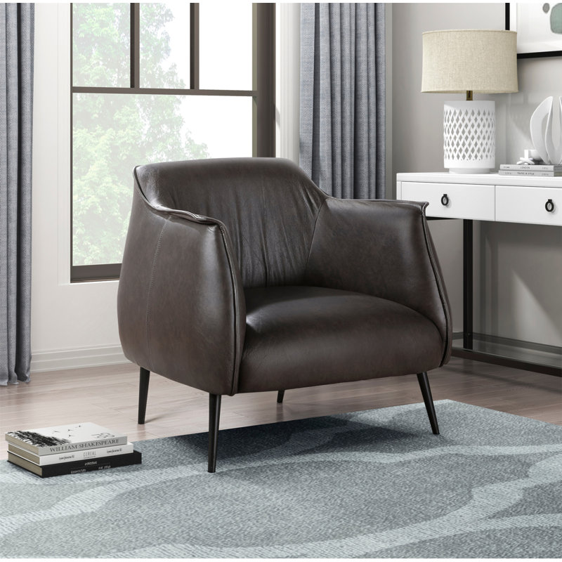 Fauteuil de 33 po de large Nagelly, Tissu brun, Noir