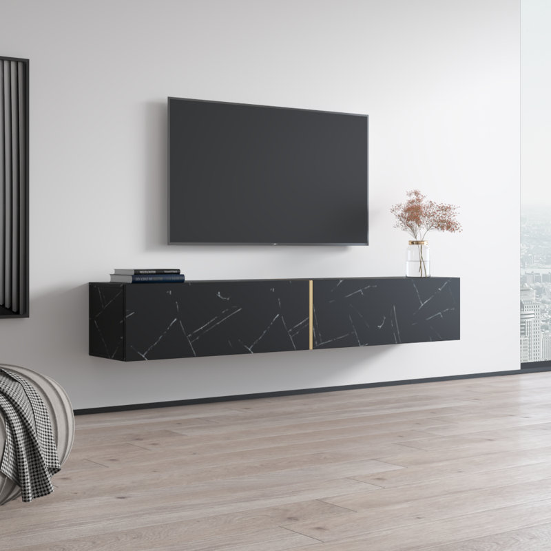 Meuble télé 70,9 po Marmur, Noir