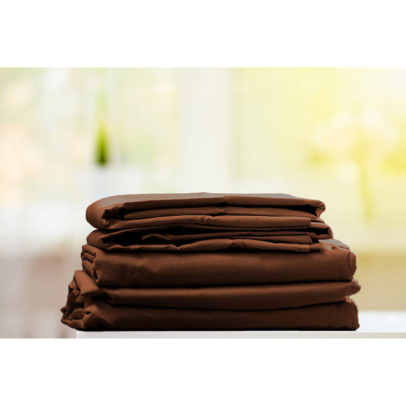  Ensemble de draps en rayonne de bambou Hotel Quality, Simple + 2 taies d'oreiller, Écorce