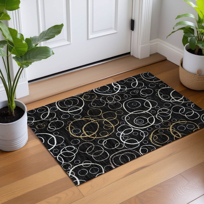 Machine Washable Indoor/Outdoor Kugler ACN2408 Geometric Rug, Rectangle 1'8" x 2'6"