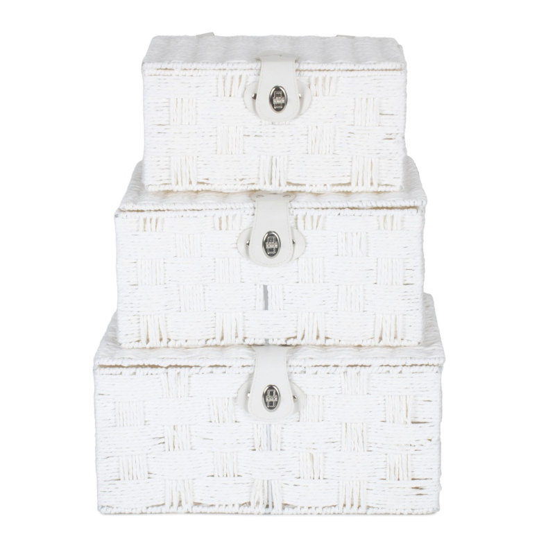 Twisted White Paper Rope Storage Basket, 15 cm H x 30 cm W x 22 cm D