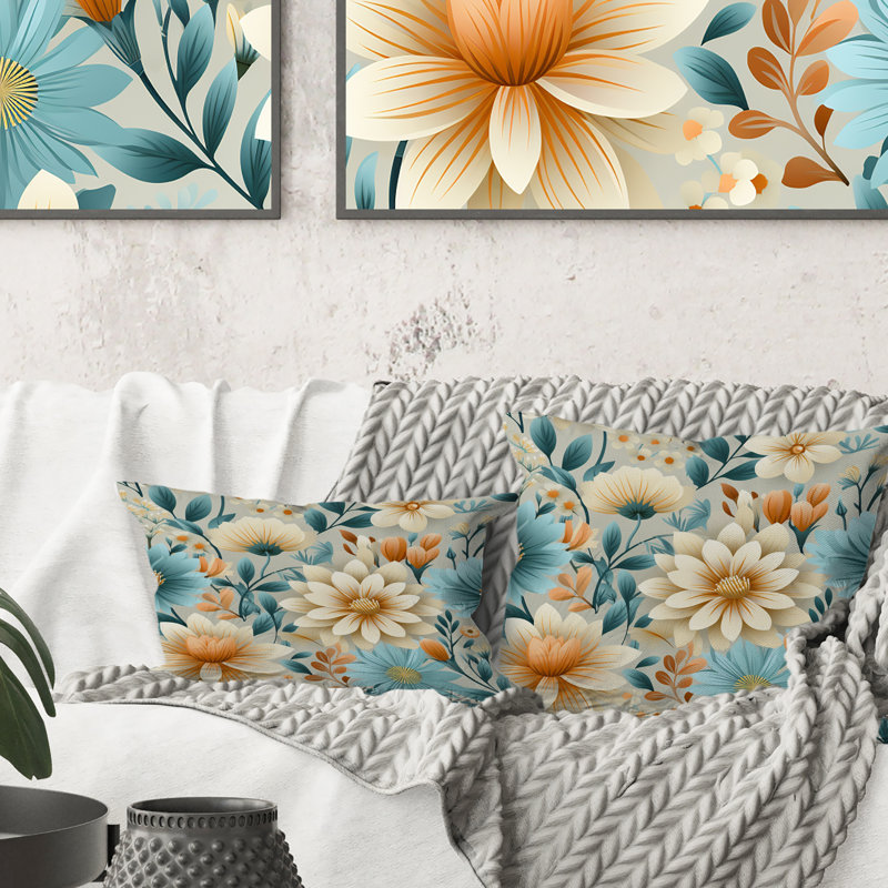 Coussin en polyester bleu Timeless Garden Flourish I