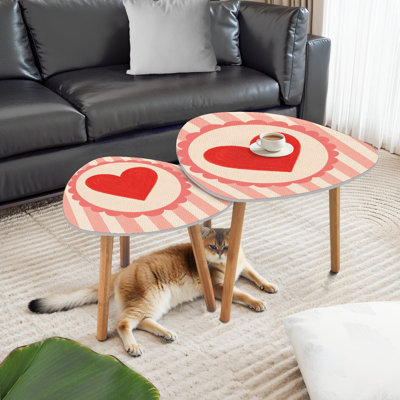 Ensemble de 2 tables basses gigognes Triangle Red Heart