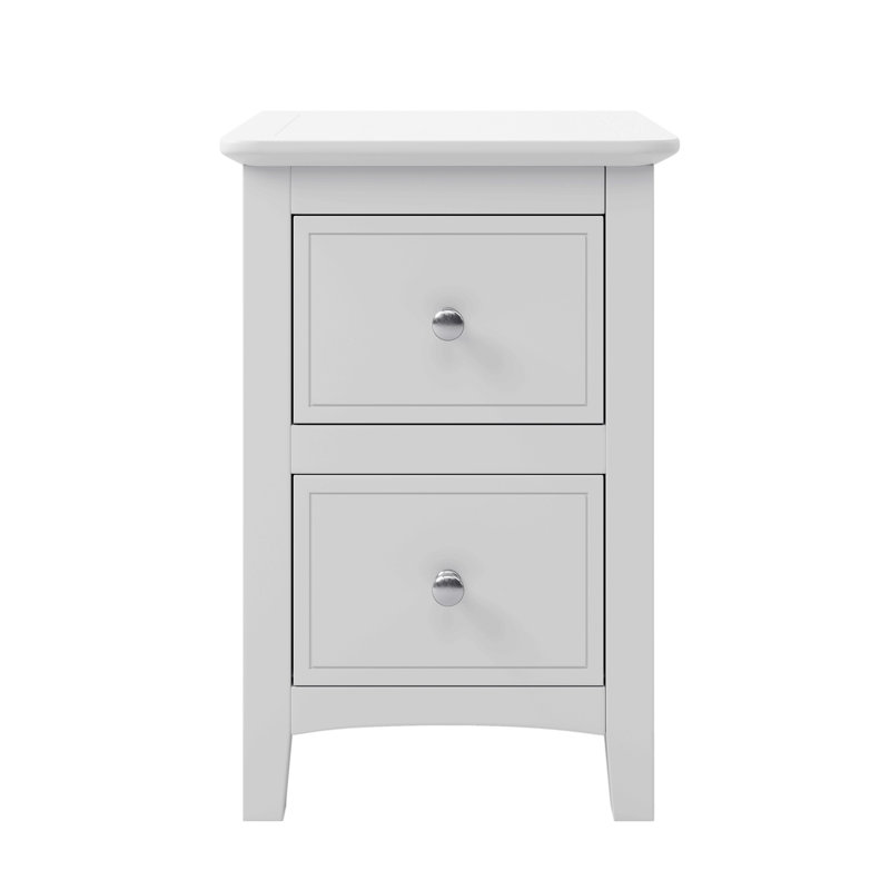 Table de chevet 2 tiroirs en bois massif blanc