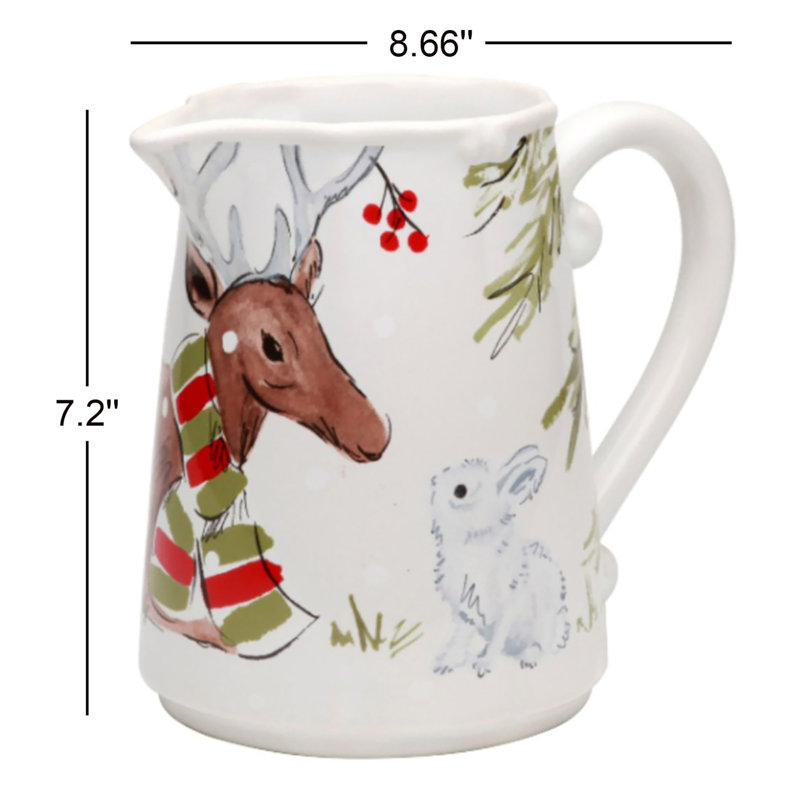 Deer Friends Stoneware Pitcher