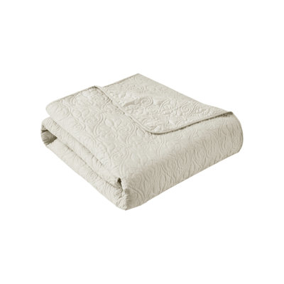 Quebec Ivory Oversized Traditional 60x70'' Quilted Throw