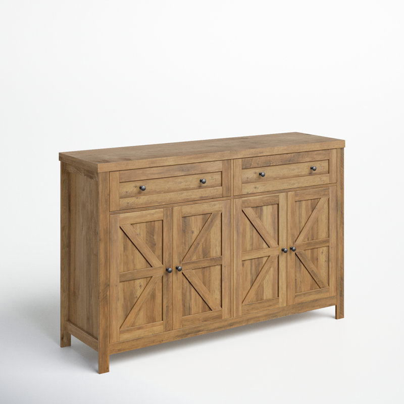Buffet moderne 55,1 "avec crédence et armoires de rangement Zosia, Noyer rustique