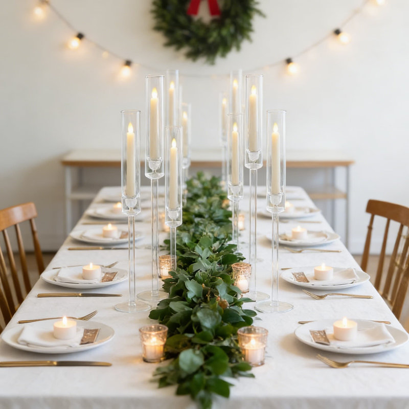 Set Of 6 Clear Acrylic Taper Candle Holders For Table Centerpieces, Wedding, Party, And Holiday Decor, 6