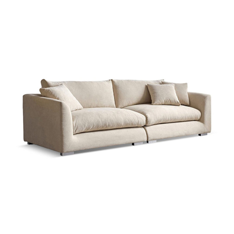 Canapé modulaire en chenille crème et blanc, 35.43" H x 101.57" W x 37.4" D