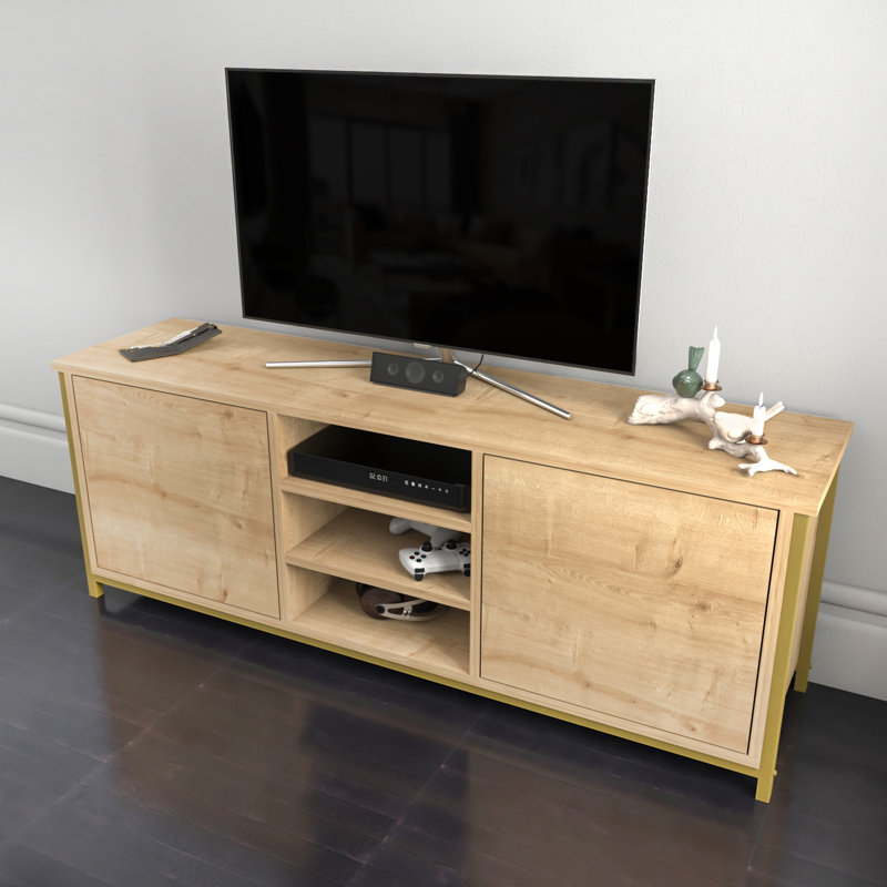 Rozaje TV Stand for TVs up to 60", Gold/Oak