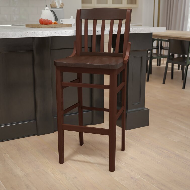 Prompton School House Back Wood Restaurant Dining Barstool with Footrest