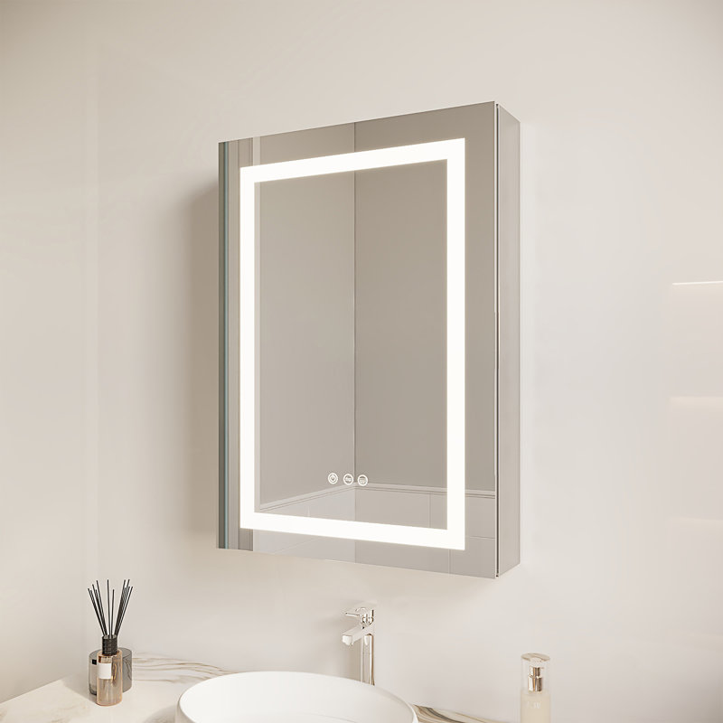 Armoire à pharmacie de salle de bain avec miroir à DEL, armoire d'appoint