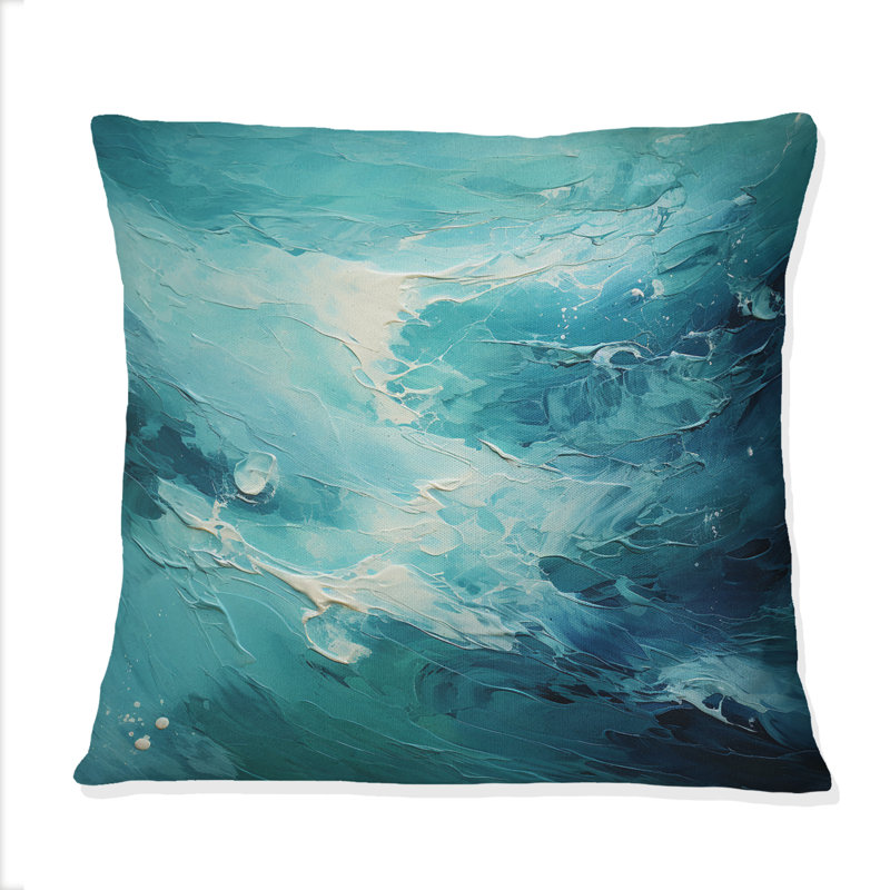 Coussin Teal Oasis I - Abstract Landscape