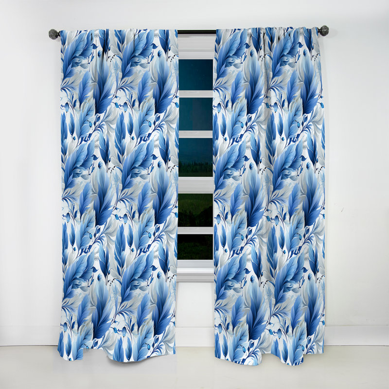 Sapphire Blue Dove Feathers II - Rideau abstrait bohème - Rideau abstrait obscurcissant - 1 panneau, L 52 po x L 108 po