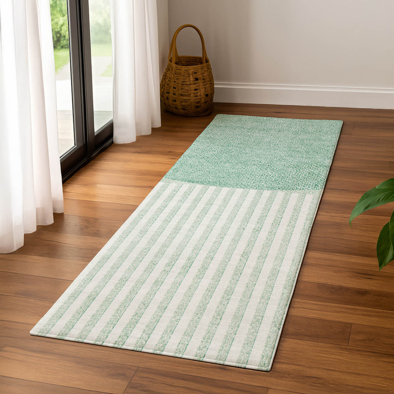 Premium Machine Washable Mayfield AMF2134 Geometric Rug, 2'3" x 7'6" Runner, Teal