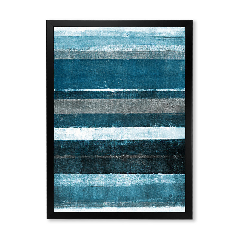 Art moderne gris et bleu II 2FDP47788, Cadre noir, H 32 po x l 16 po x P 1 po
