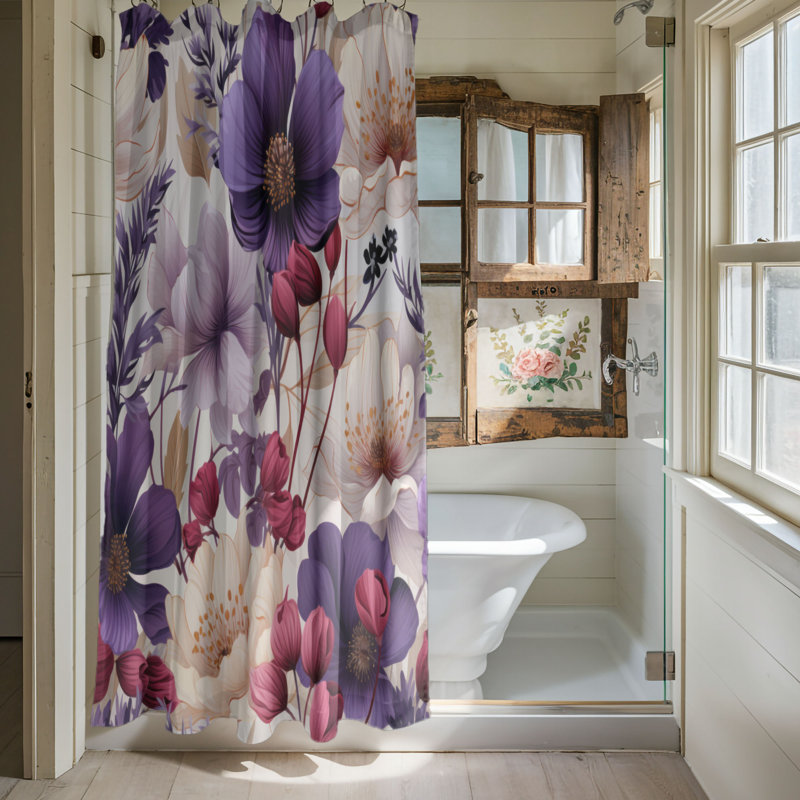 Violet Spray - Premium Shower Curtain, 74"H x 71"W