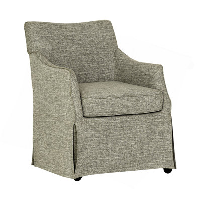 London Upholstered Skirted Dining Arm Chair With Hidden Casters Grey