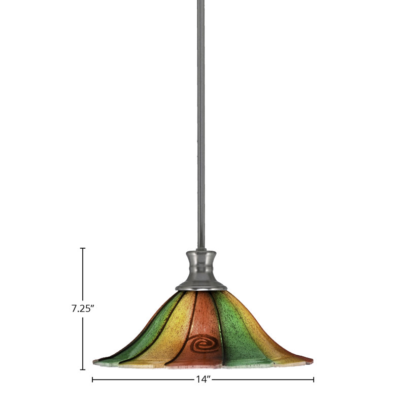 Luminaire suspendu suspendu avec verre Mardi Gras 14 po, Nickel brossé