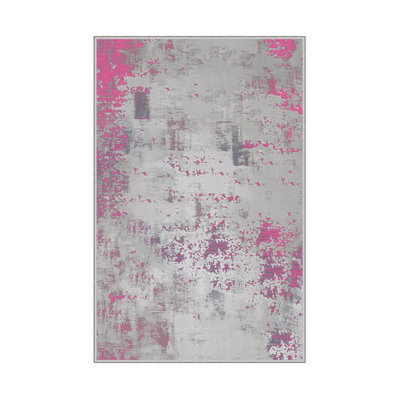 Antibacterial Woven Carpet (2.6 x 4.0 ft), 100% Polyester, 0.3 in Pile Height | Non-Slip PVC Dot Underside, 3D Digital Printing | Machine Washable, Easy Care for Living Room, Bedroom & Office