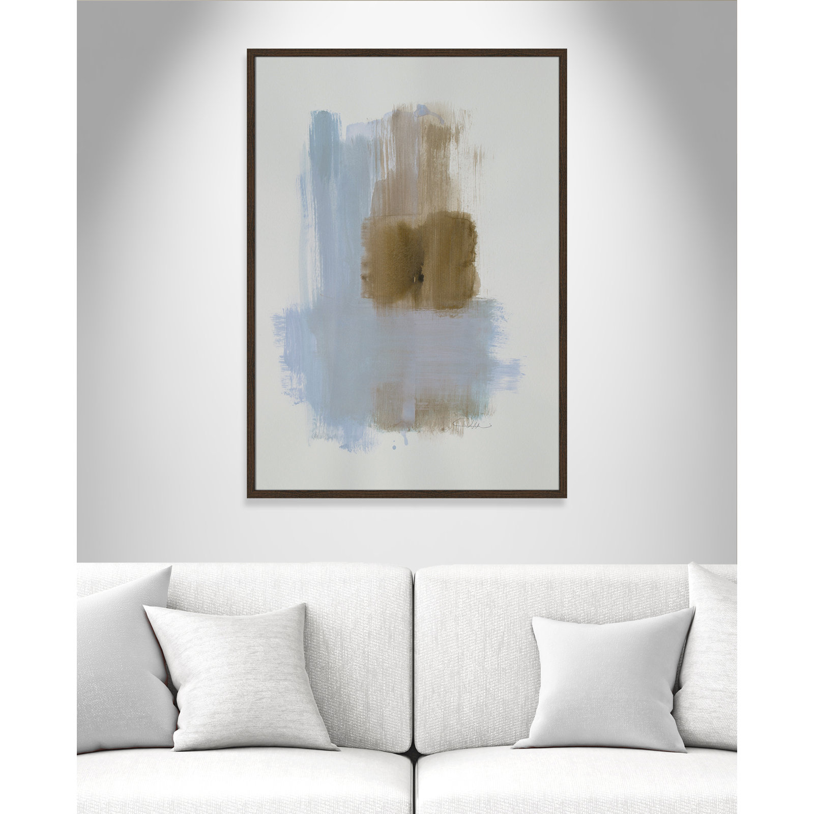 Esmeray "Powder Room Wash IV" Print, 41.5" H x 29.5" W x 1.25" D, Walnut Slim Frame Unmatted
