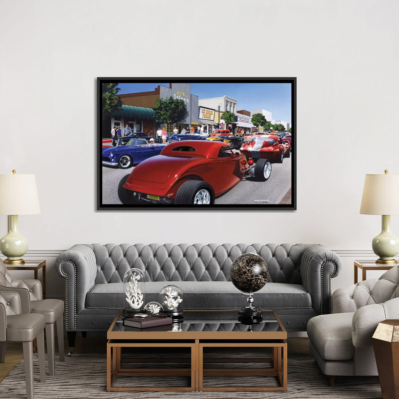 « car show » 98», reproduction d’impression sur toile, H 18 po x l 26 po x P 1,5 po, Cadre noir