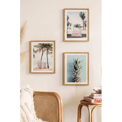 Ensemble de 3 peintures élégantes encadrées décoratives, 12,9 po x 18,9 po | Cadre 100% bois massif (épaisseur: 0,8 pouce), œuvre d'art 100% MDF | Impression numérique éclatante, parfaite pour la décoration de salon et de bureau