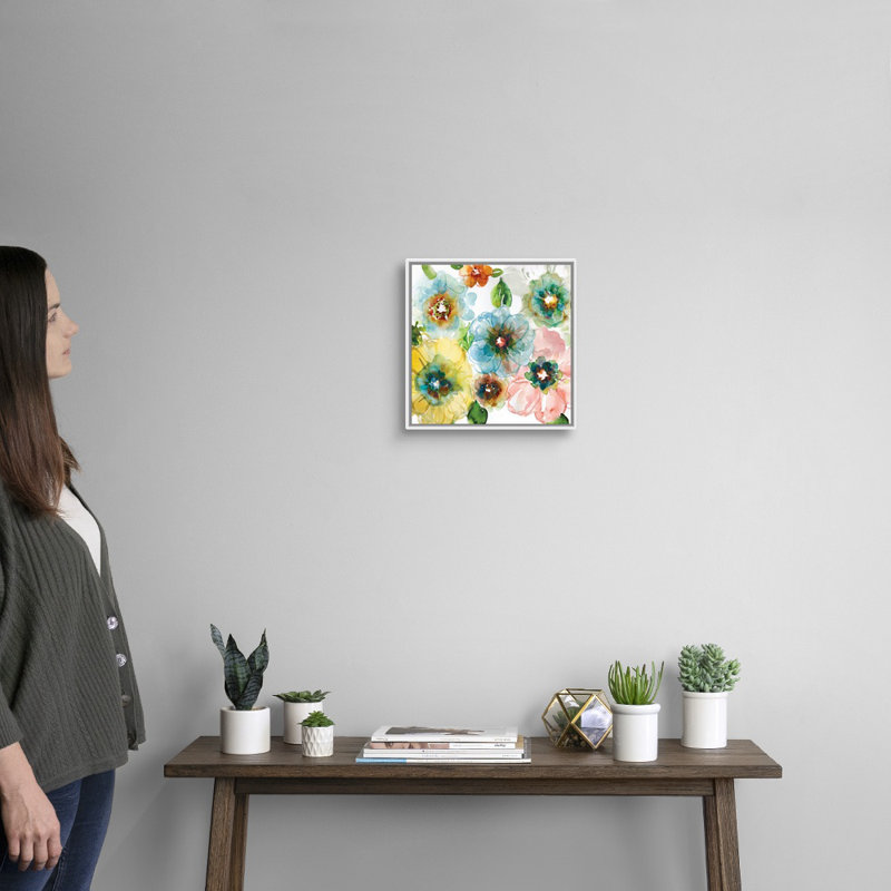 «Blooming of Spring II», reproduction d'art sur toile, Cadre flottant blanc, H 13,7 po x l 13,7 po x P 1,75 po
