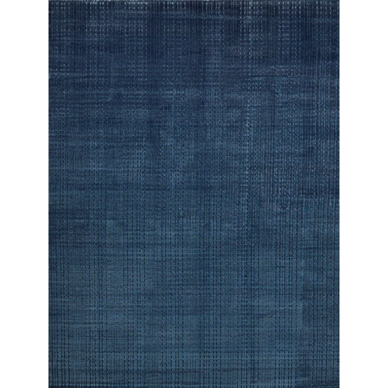 Cabrini Modern Handmade Silky Nylon, Navy Area Rug, Rectangle 12' x 15'