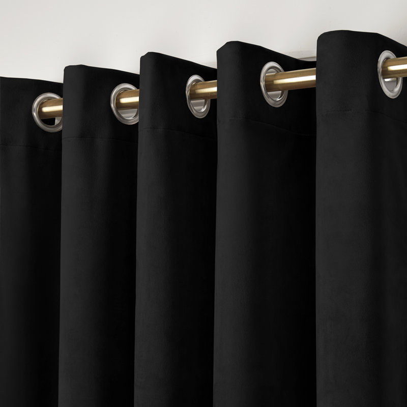 Montrose Eyelet Blackout Curtains, Width 117 x Drop 137 cm, Black