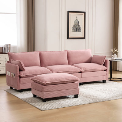 Canapé modulaire surdimensionné surdimensionné avec repose-pieds mobile, ensemble de canapés en velours côtelé moderne 102 po 4 places, canapé convertible en forme de L pour le salon et le bureau