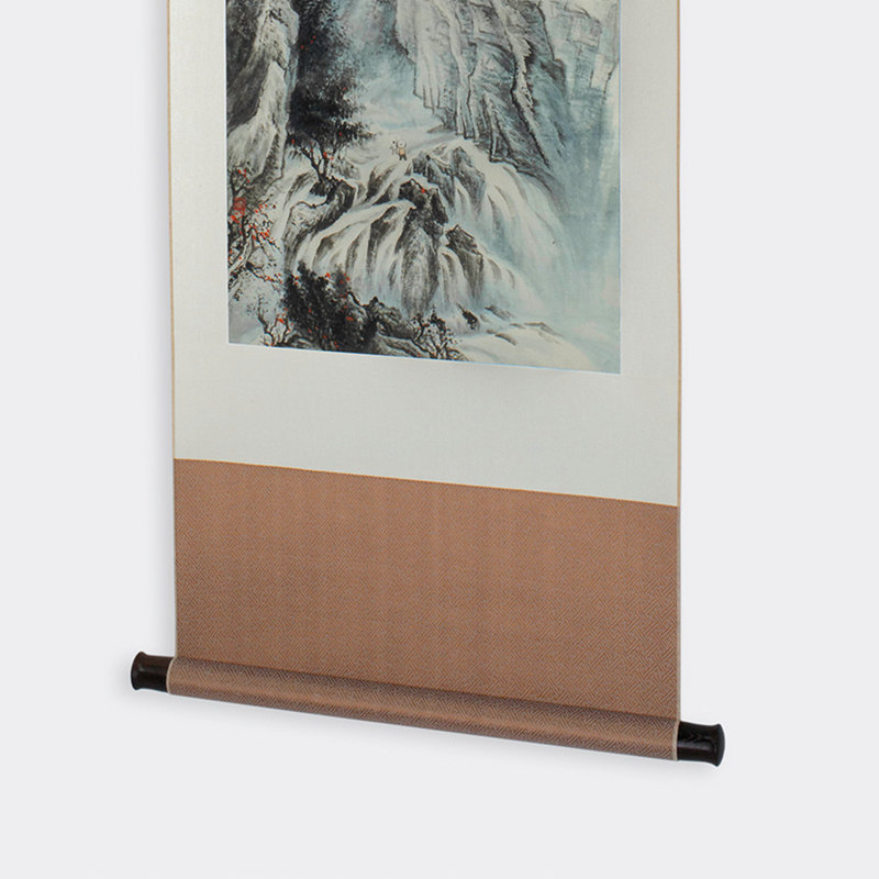 Seeking the Path in Deep Mountains - Asian Painting Hanging Scroll