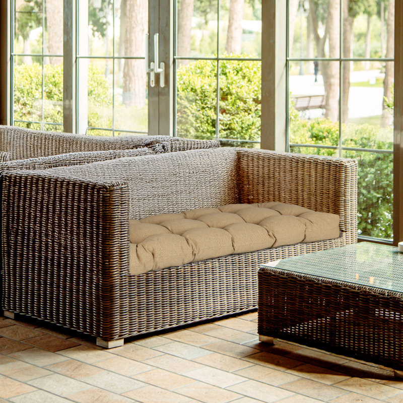 Aoodor Outdoor Polyester Tufted Bench Cushion, Brown, 46" W x 19.7" D