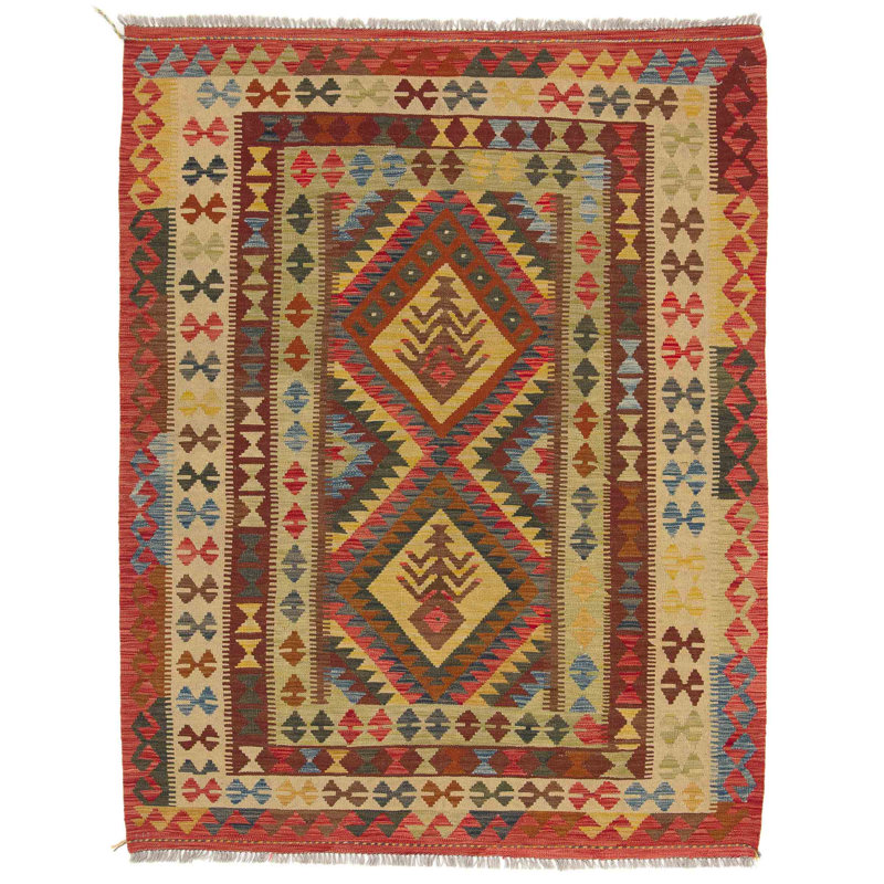 Geometric Wool Hand Woven 160cm X 203cm Area Rug