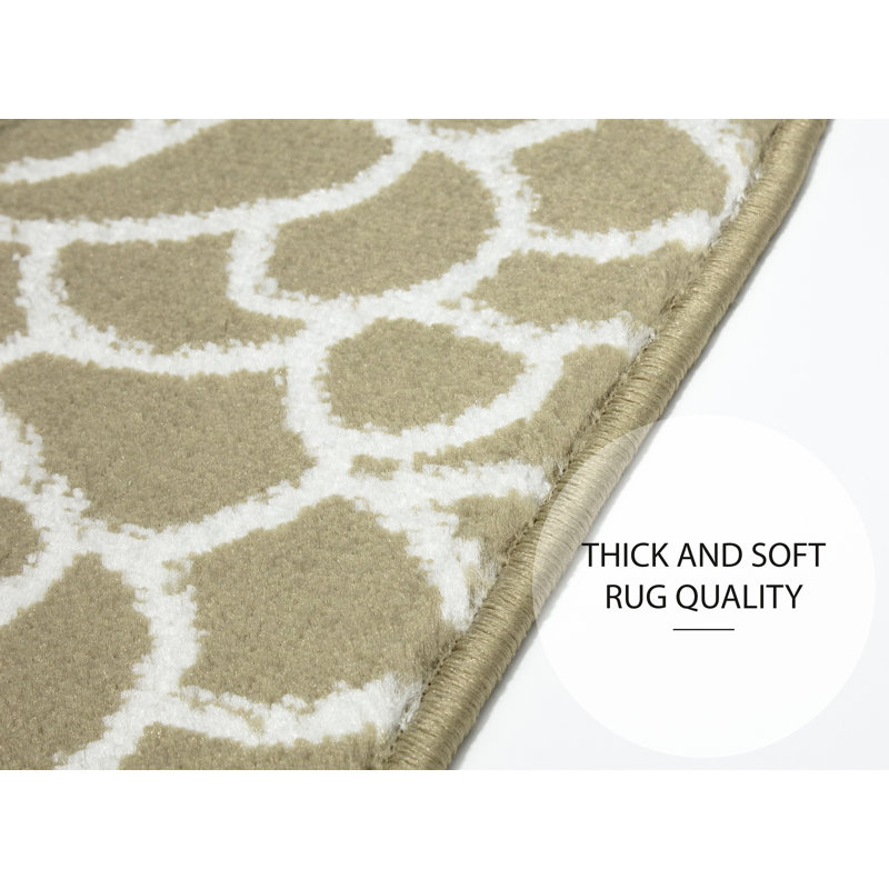 Tapis d’escalier beige doux et beige treillis Alcorn