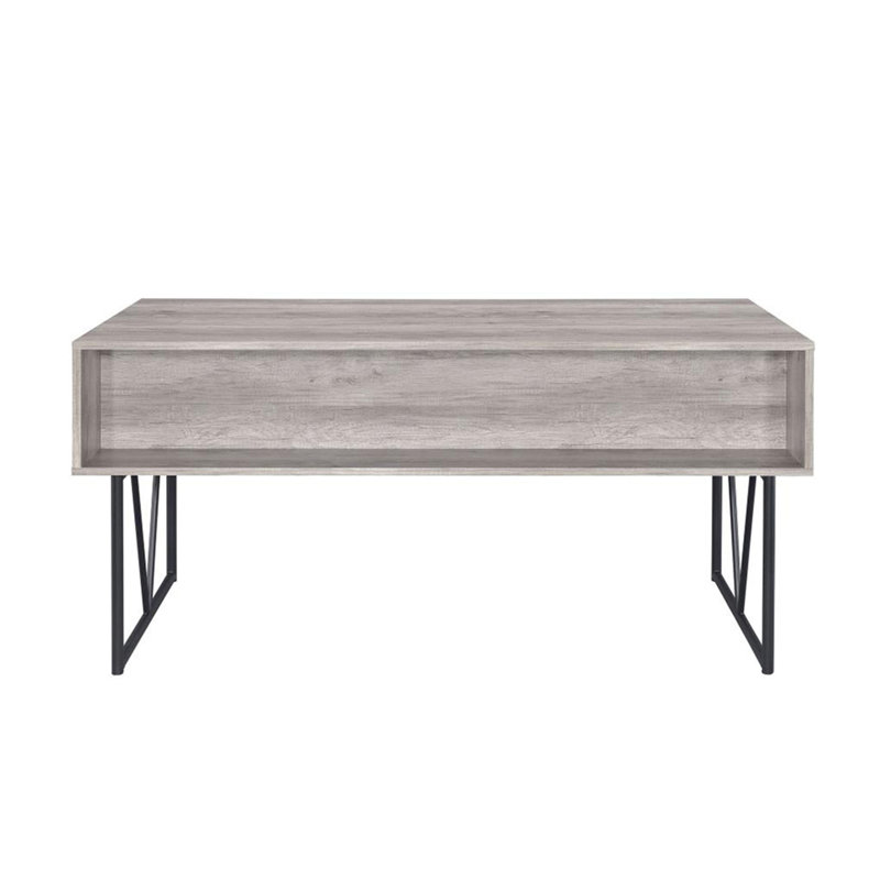 Bureau d'écriture à 4 tiroirs en bois flotté gris et noir (sans la chaise)