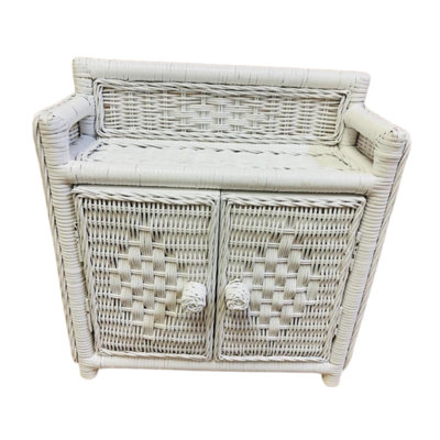 White Wicker Bathroom Wall Cabinet