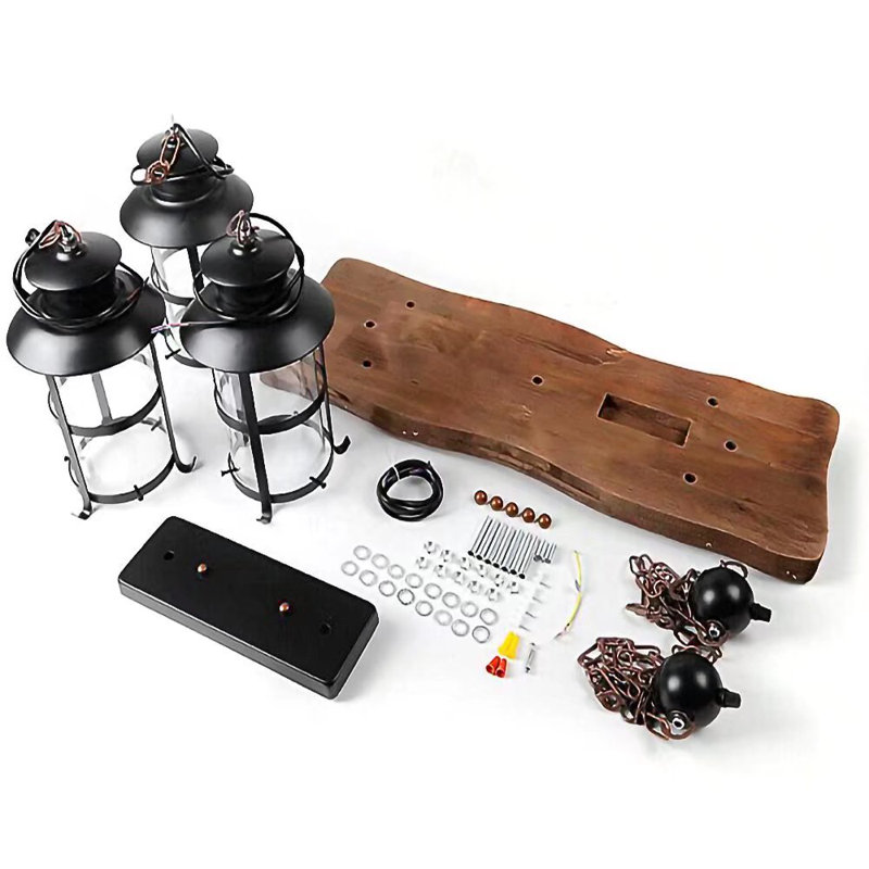 Ammber 3-Light Dimmable Rustic Wood & Metal Chandelier