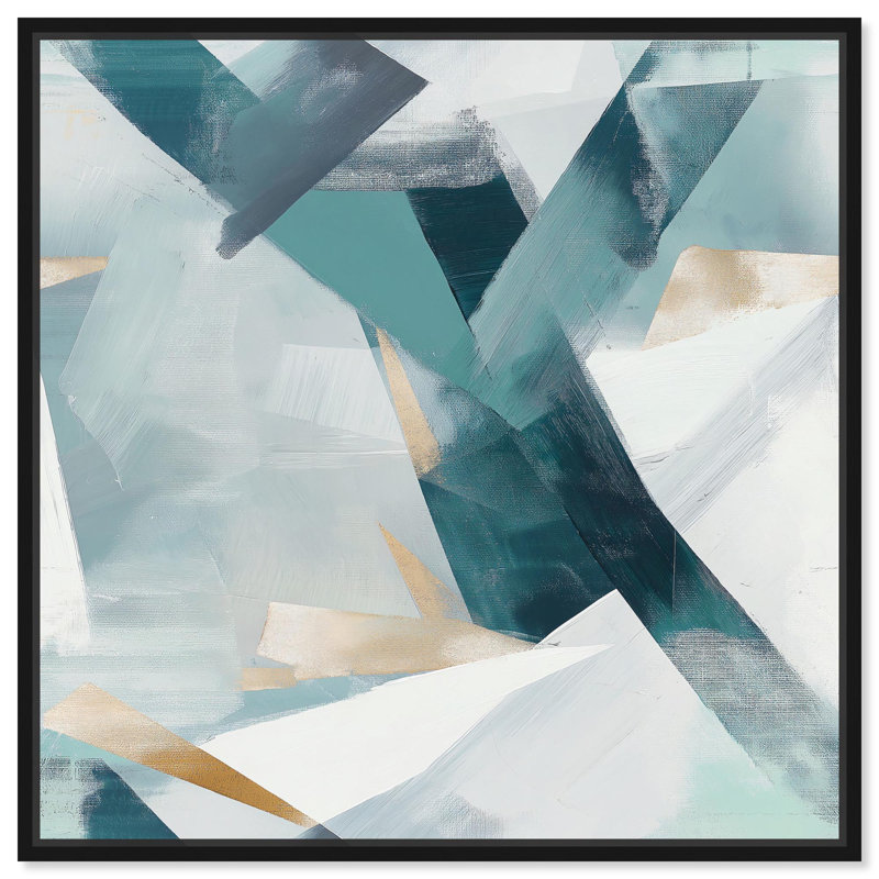 Lignes de force abstraites bleues Art Remedy, H 12 po x l 12 po, Structure noire