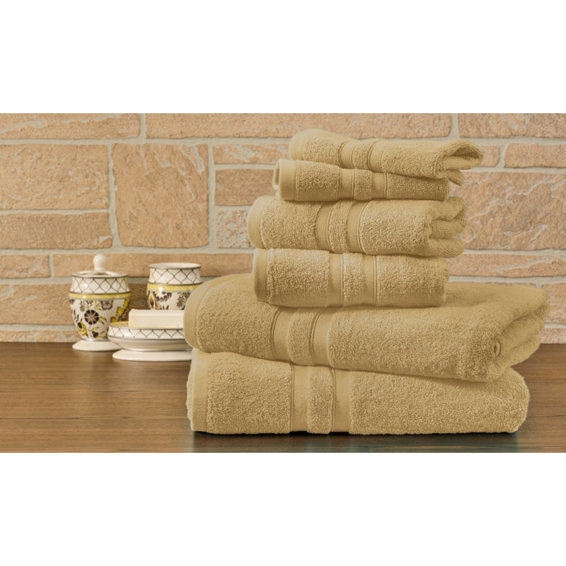 Bibb Home 100% Egyptian-Quality Cotton 6-Piece Towel Sets, Linen