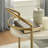 Modern Bar Cart With 2 Travertine Style Shelves, Cream And Gold Finish, Mobile Serving Cart For Living Room, Dining Room, Or Kitchen