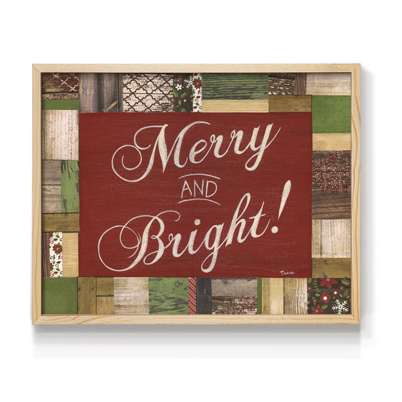 «Merry and Bright», reproduction encadrée, Naturel, H 11 po x l 14 po