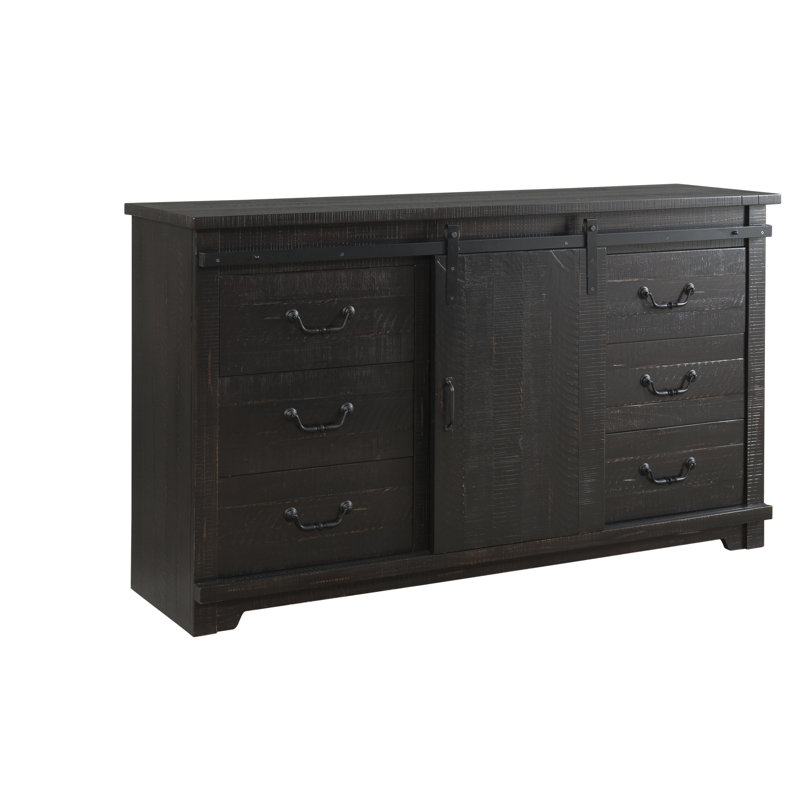 Commode double 9 tiroirs Oydis, Noir antique