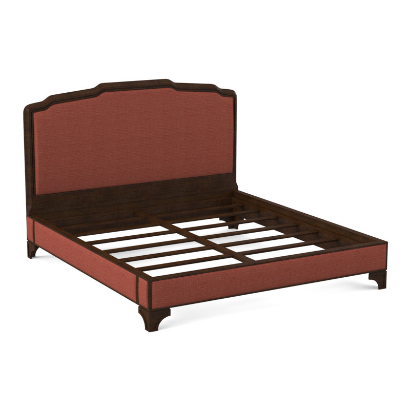 Nova Upholstered Bed, American Walnut, Filigree Ivory 100% Polyester