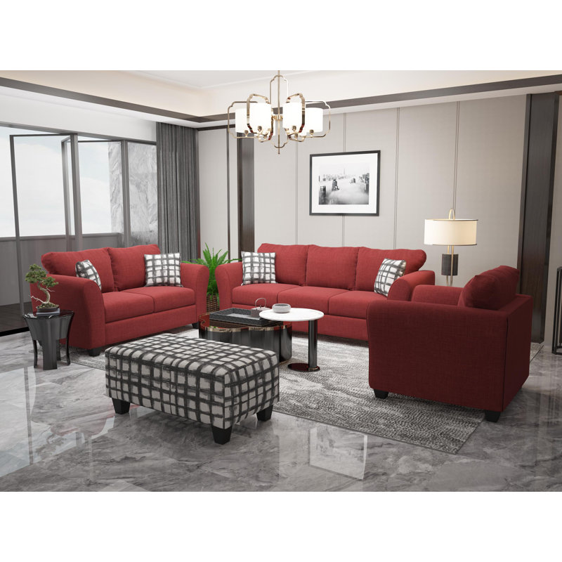 Ellaria 71'' Upholstered Loveseat, Red, 39" x 71" x 38"